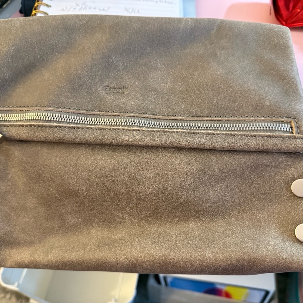 Hammitt Tan Clutch with Silver Hardware